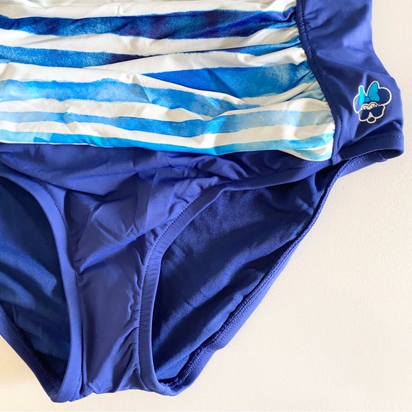 NEW Disney Parks Minnie Mouse One Piece Swimsuit in blue/white -Size Medium - Picture 3 of 10